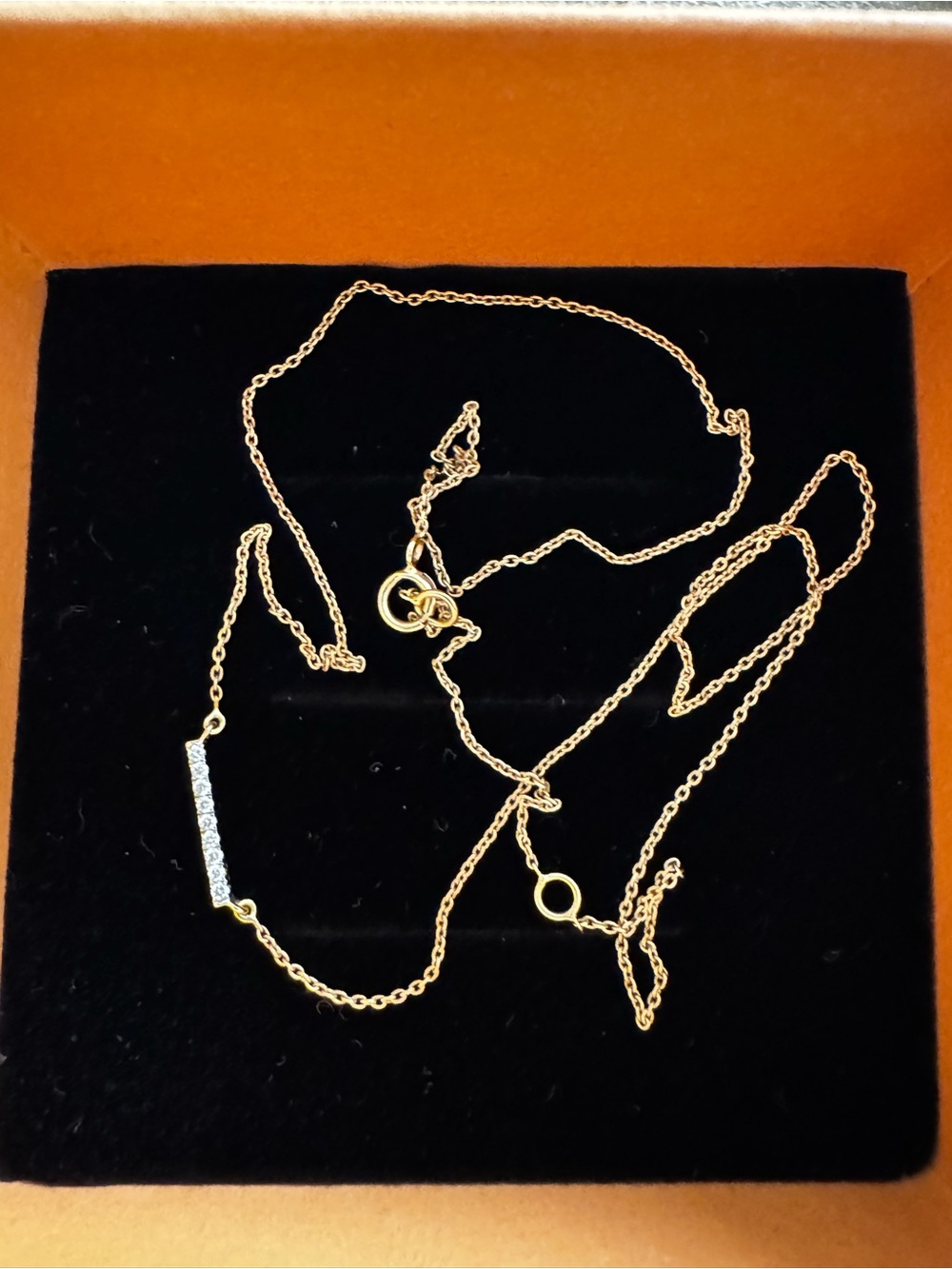 Quince 14K Gold Diamond Petite Bar Necklace NEW in box - Picture 6 of 8